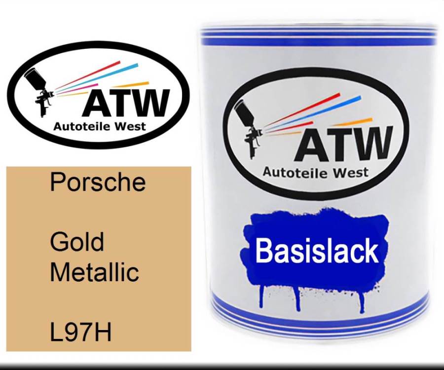 Porsche, Gold Metallic, L97H: 1L Lackdose, von ATW Autoteile West.